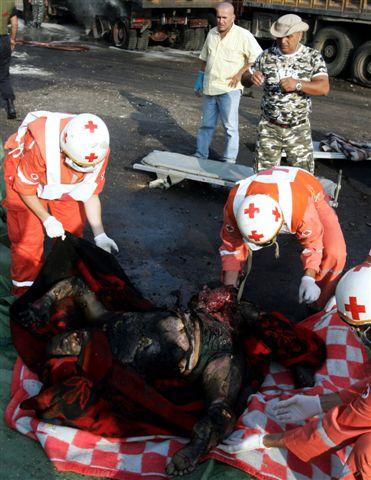 burnt corpses of two Lebanese civilians